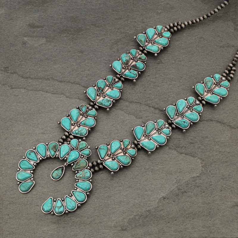 Full Squash Blossom Natural Stone Necklace