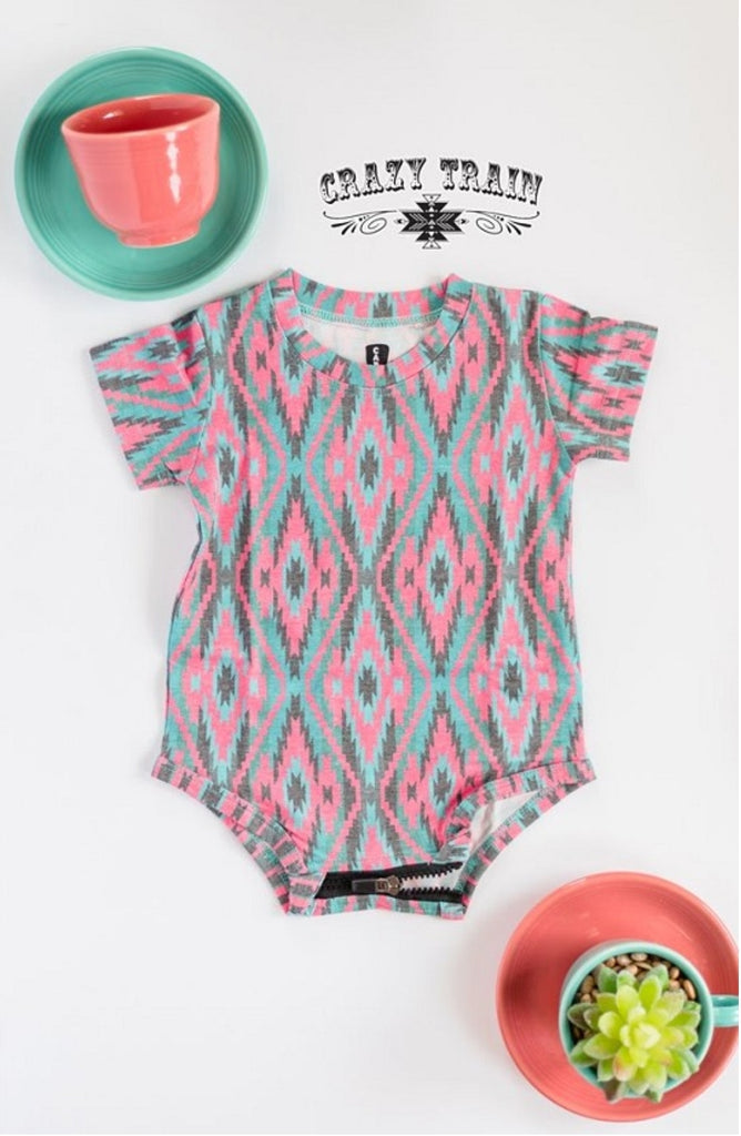 HOT HEAD ONESIE ** PINK/TURQ/BLACK