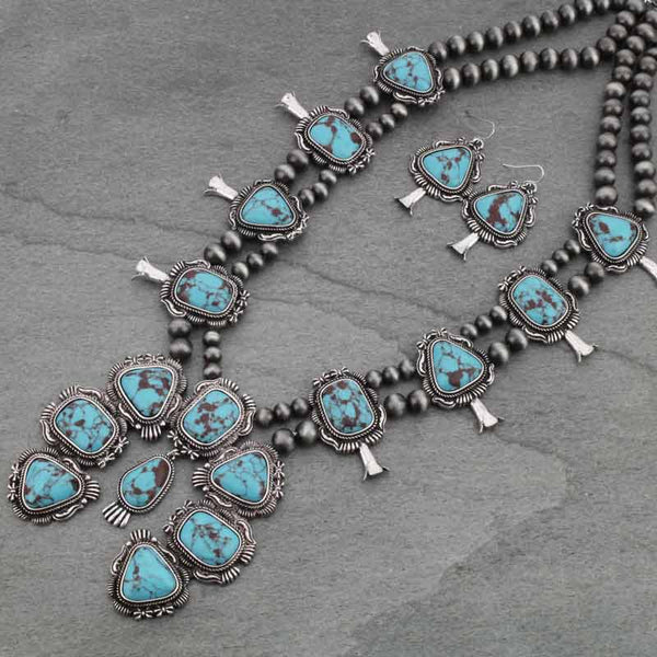 Western Style Squash Blossom Necklace Set