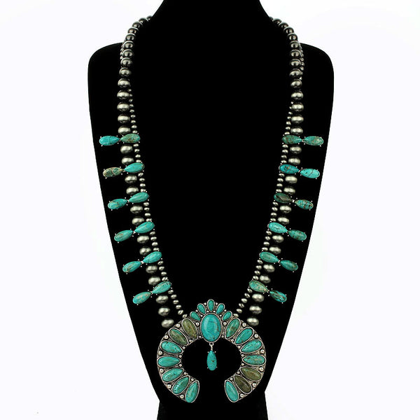 Full Squash Blossom Natural Stone Necklace