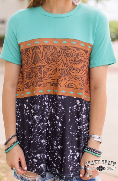 TOOLED LEATHER TEE
